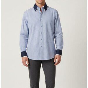 Steven Land Men Blue Dress Shirt 16 34/35 Trim Fit 100% Cotton